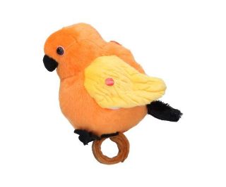 Obrázek z Ptáček oranžový plyš opakující na ruku 17cm 